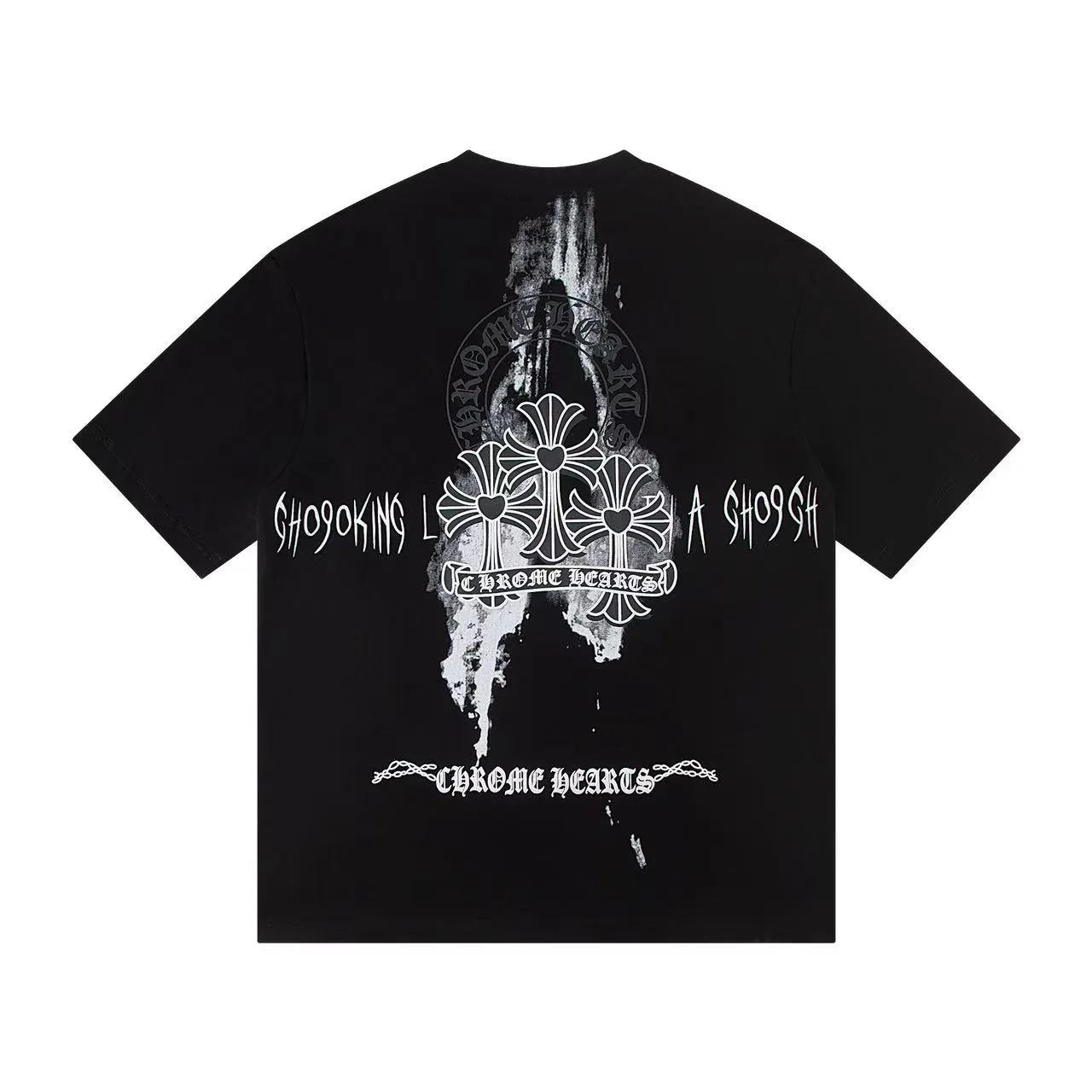 🅿️160 Style: 2025 new Croix Heart short-sleeved T-shirt Material: High version 300g double yarn combed cotton Size: S～XL Color: Black Style number: Z008